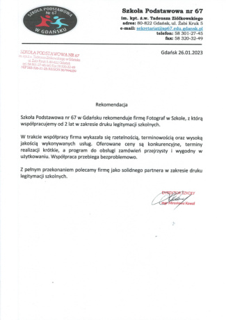Referencje: SP nr 67 w Gdańsku